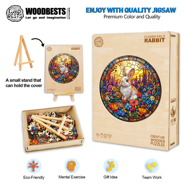 Blumenfeld-Hase Holzpuzzle