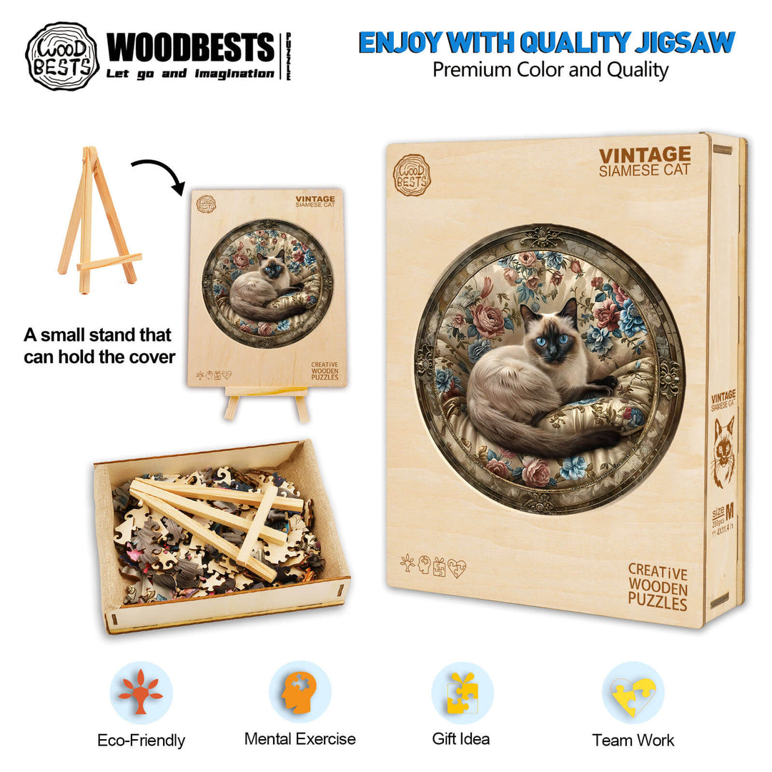 Antike Siamkatze Holzpuzzle