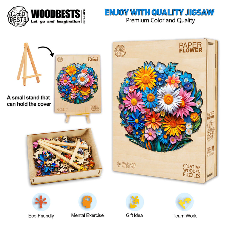 Scherenschnitt-Blumen Holzpuzzle