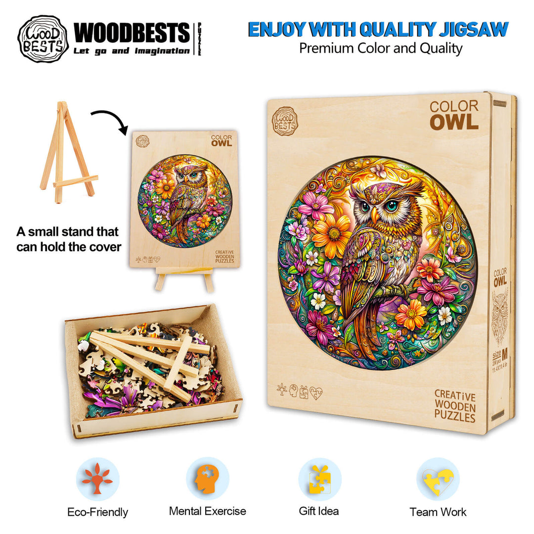 Bunte Eule Holzpuzzle