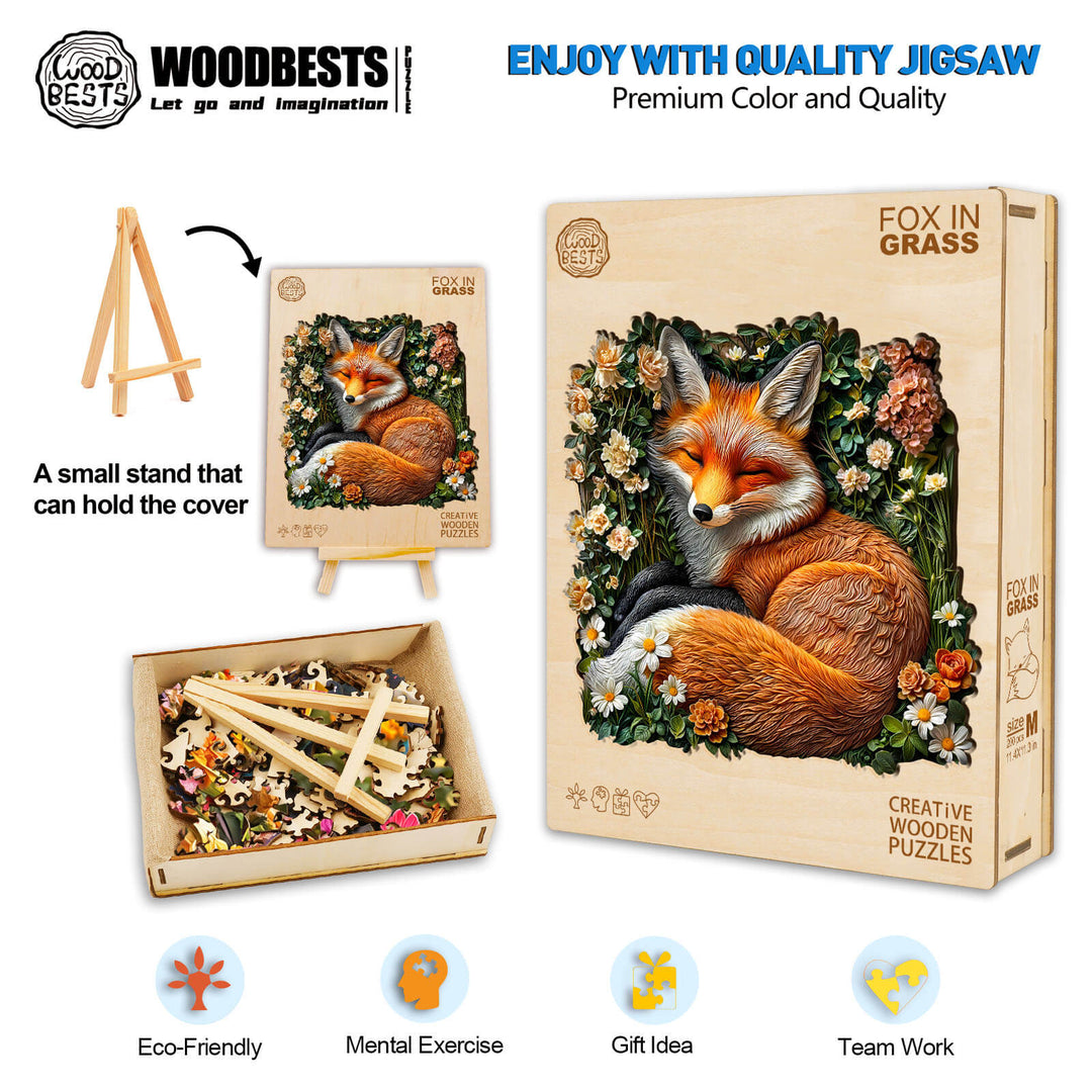Fuchs-im-Gras-Holzpuzzle