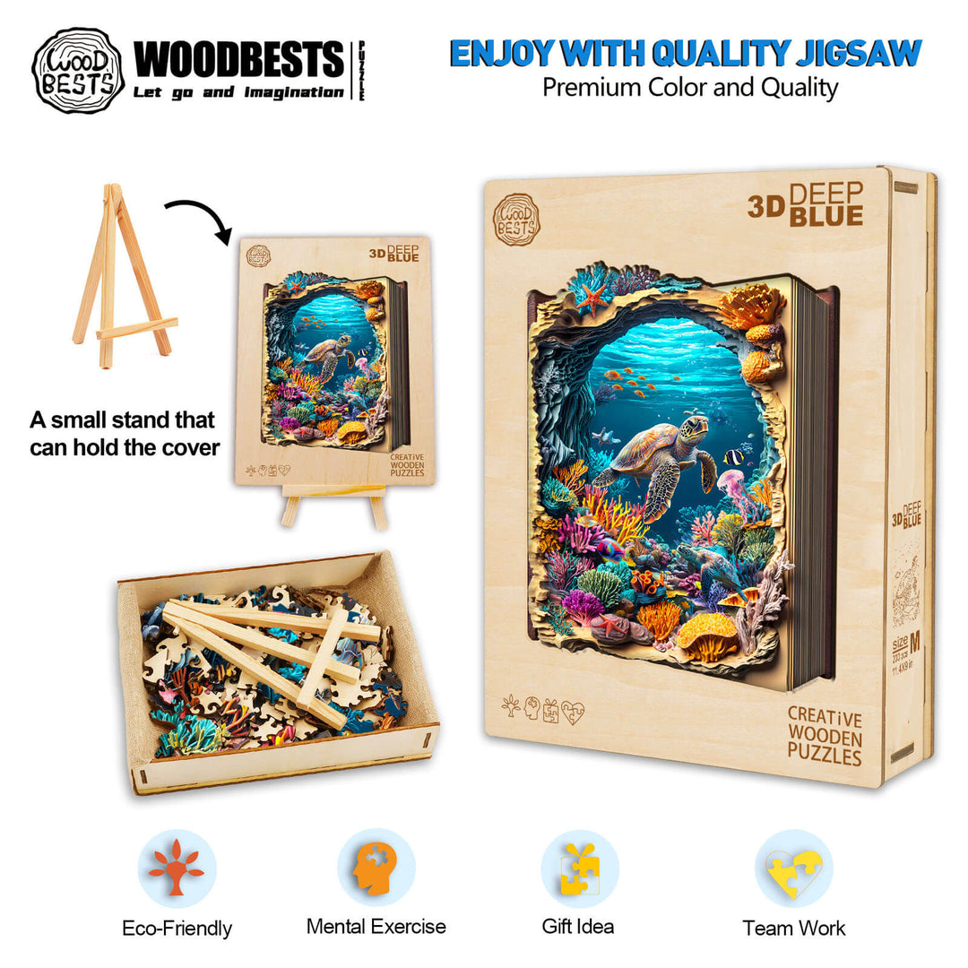 3D Abyss Blue Holzpuzzle