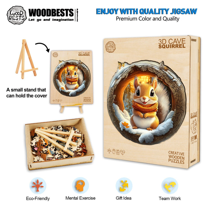 Höhlen-Eichhörnchen Holzpuzzle