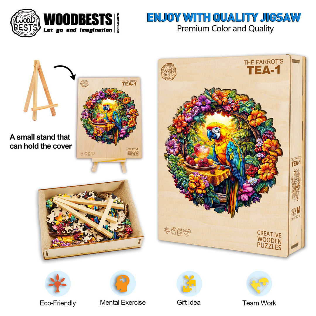 Papageien-Teezeit 1 Holzpuzzle