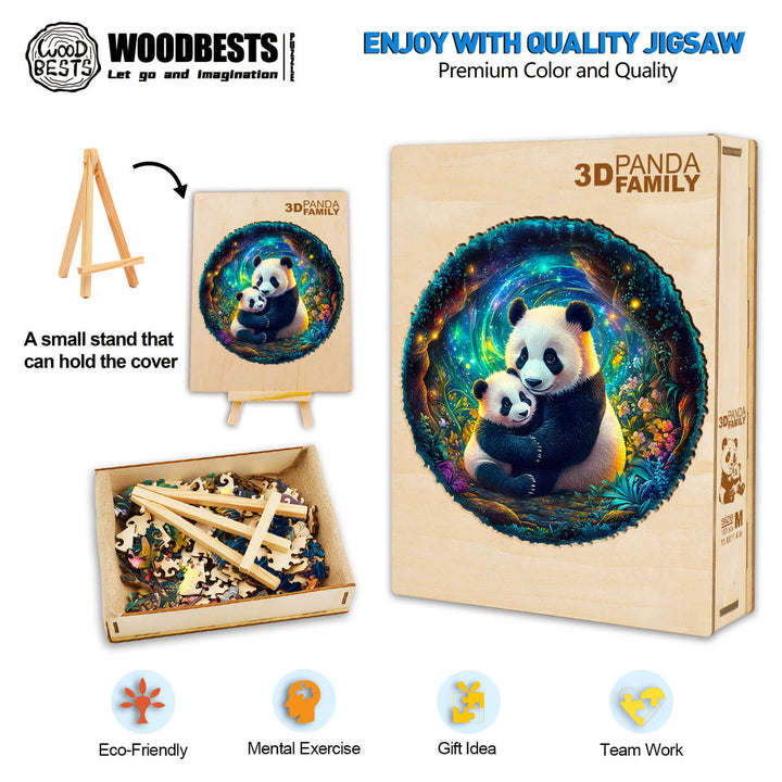 3D Pandafamilie Holzpuzzle