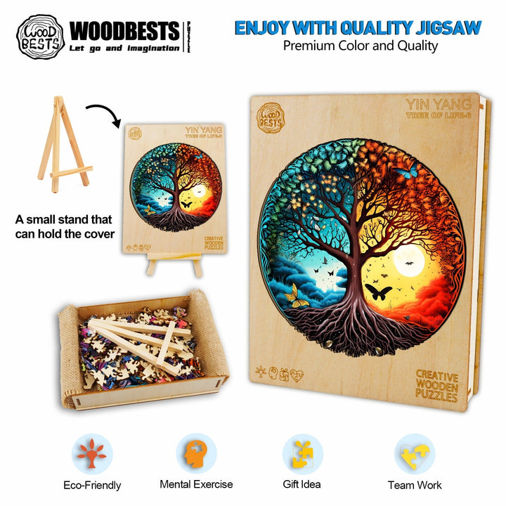 Yin Yang Tree Of Life 6 Wooden Jigsaw Puzzle-Woodbests
