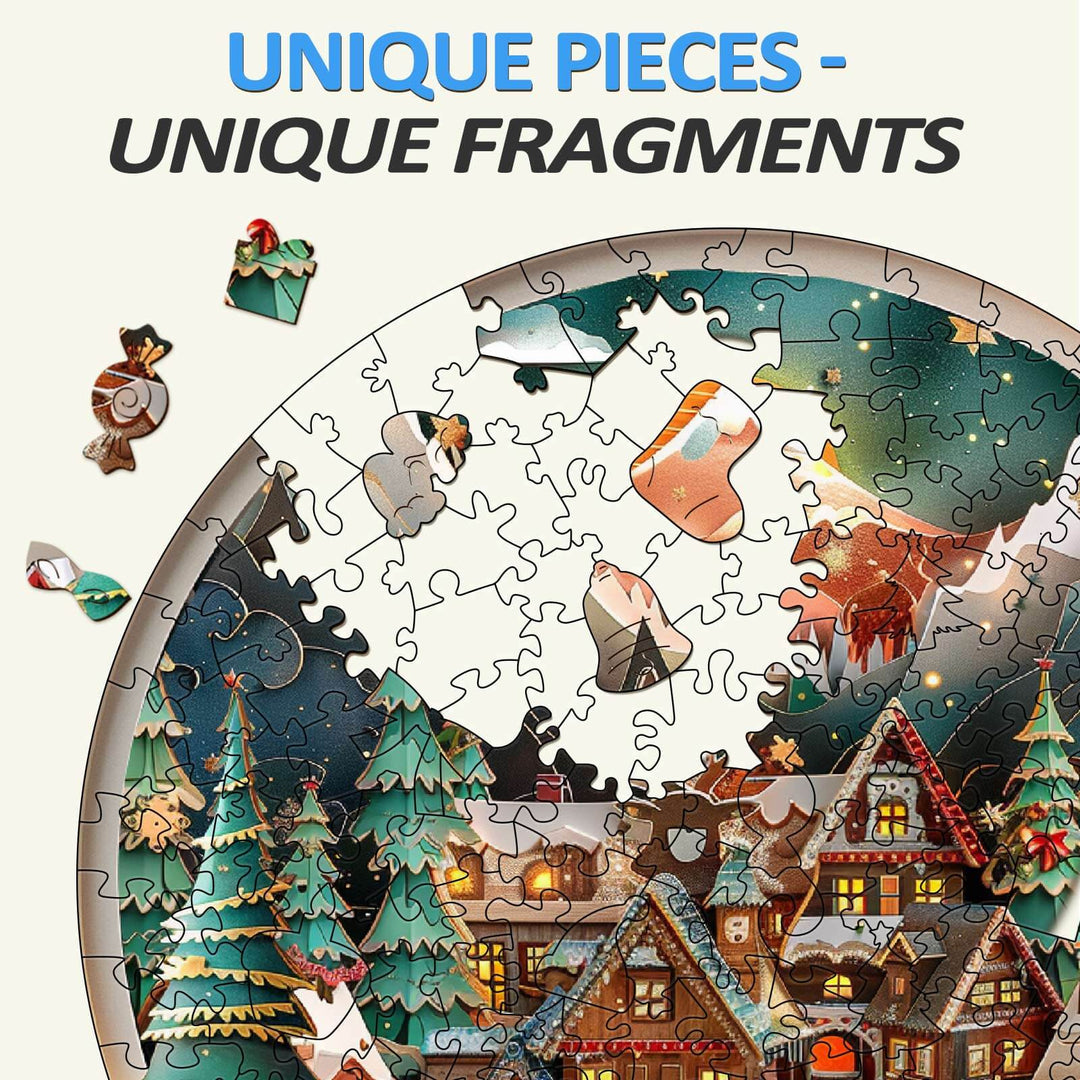3D Christmas Town Wooden Jigsaw Puzzle - Woodbests