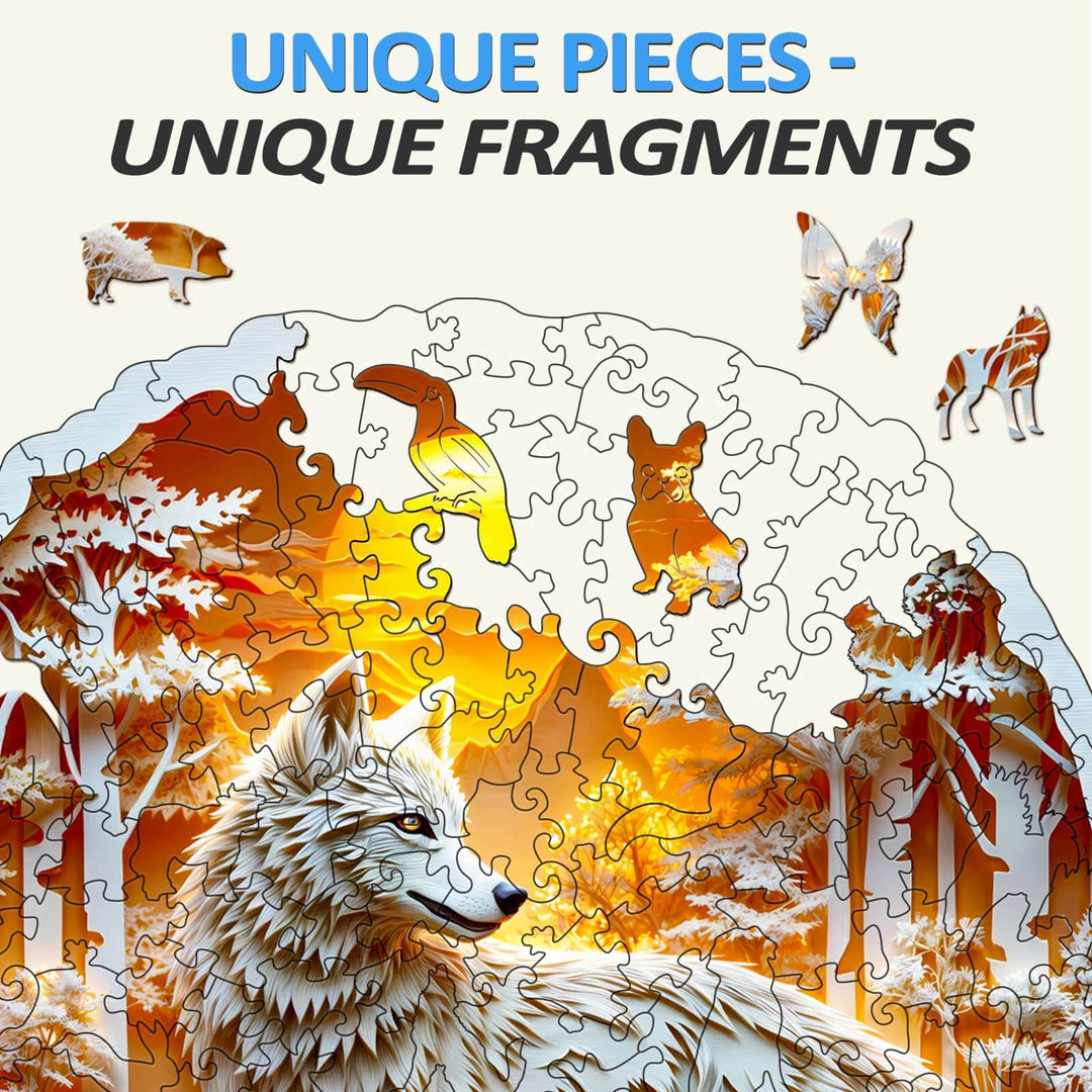 3D Wolf-2 Wooden Jigsaw Puzzle - Woodbests
