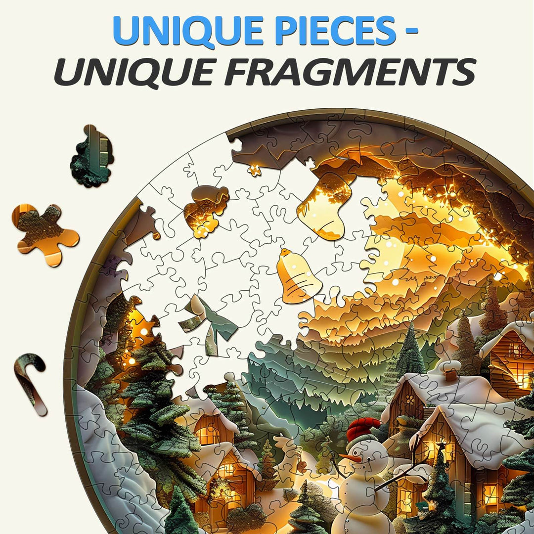 3D Christmas Village Wooden Jigsaw Puzzle - Woodbests