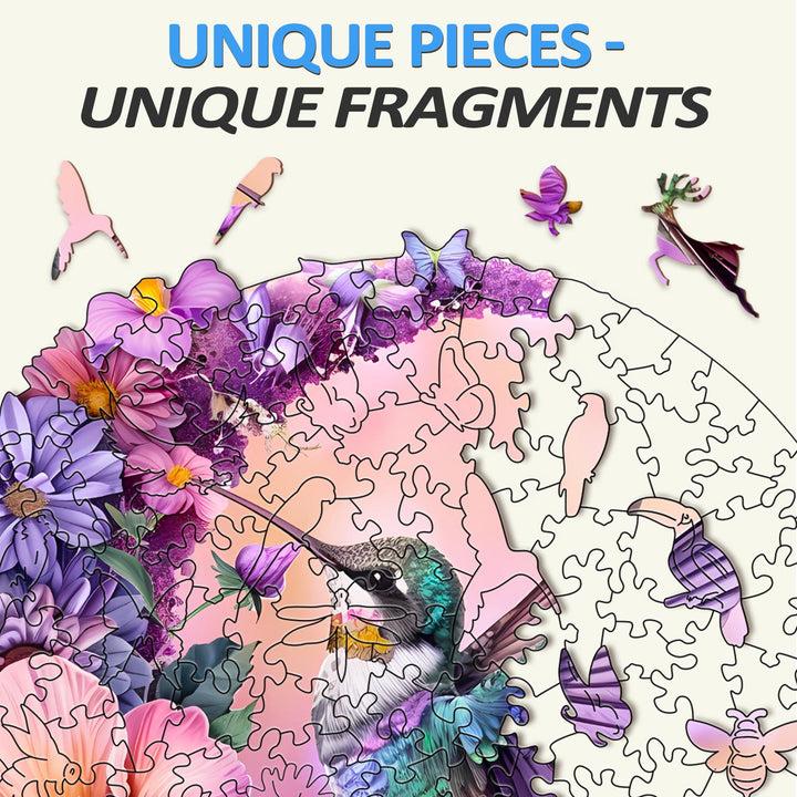 Hummingbird and Moon Wooden Jigsaw Puzzle - By Woodbests
