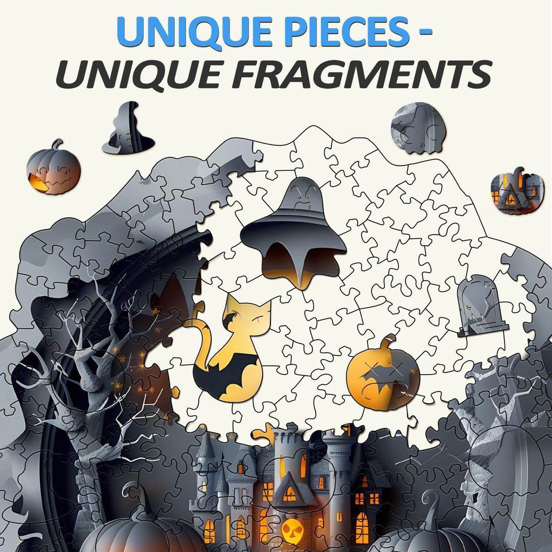 3D Halloween Castle-1 Wooden Jigsaw Puzzle - Woodbests