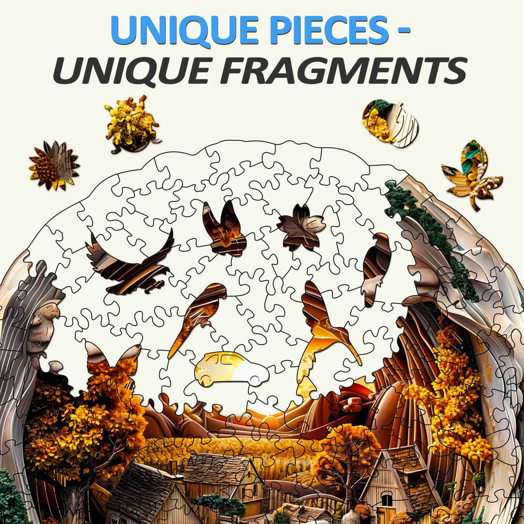 3D Autumn Farm-1 Wooden Jigsaw Puzzle - Woodbests