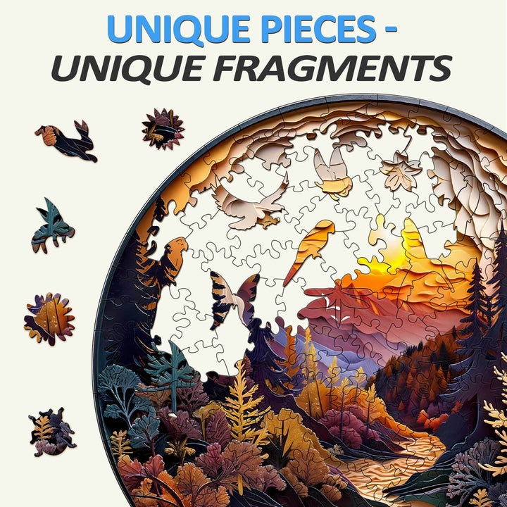 3D Sunset Forest Wooden Jigsaw Puzzle - Woodbests