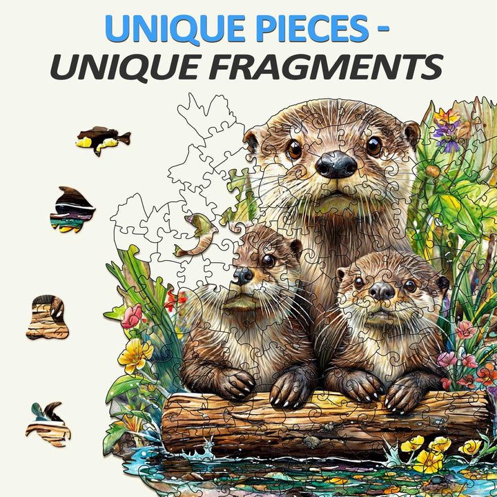 Colorful illustration of otters with unique puzzle pieces, perfect for enhancing focus and cognitive skills.