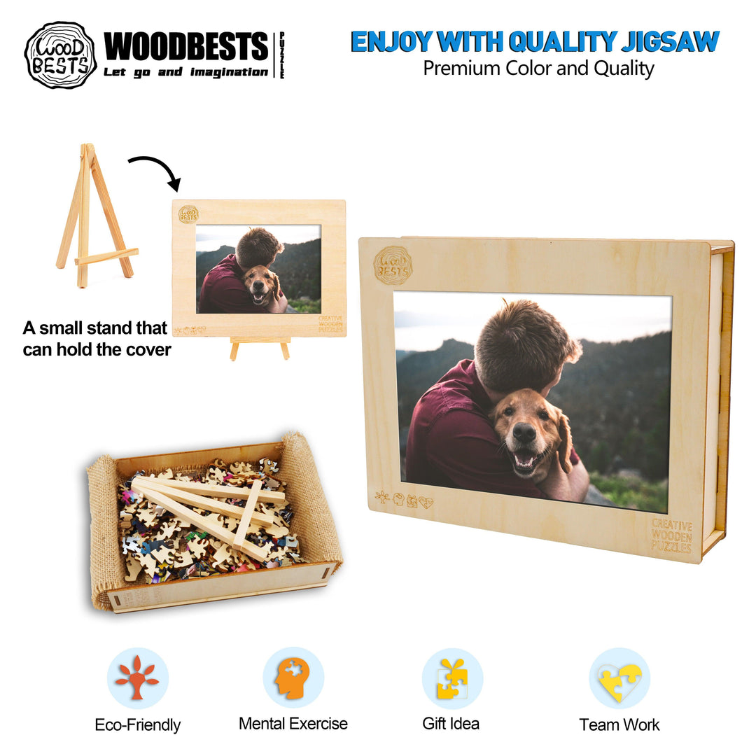 Hug You Animal Lover Warm Heart Personalized Photo Puzzles - Woodbests