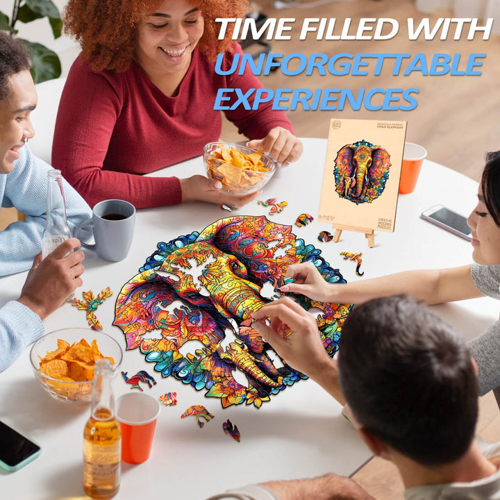 Elefantenfamilie Mandala Holzpuzzle