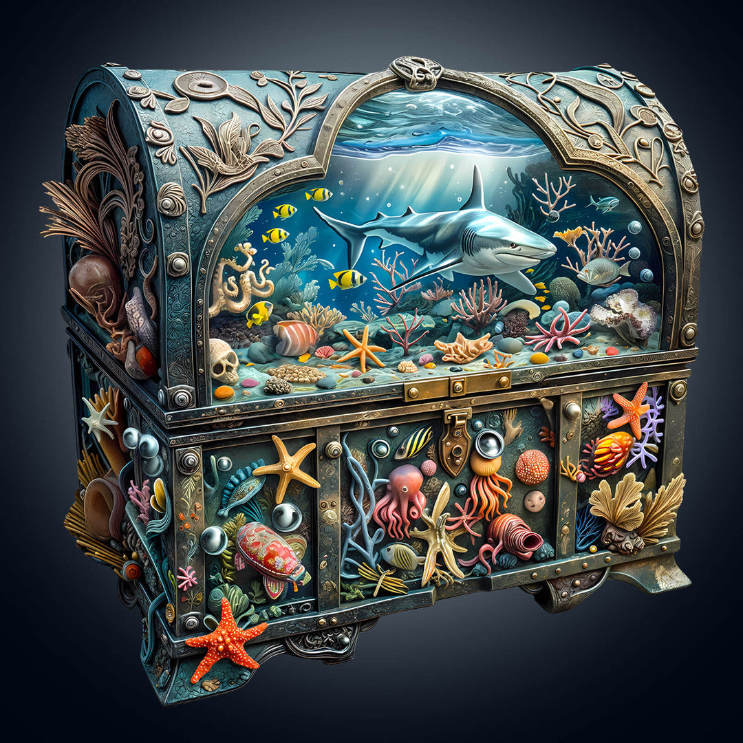 3D-Schatztruhe-Ozean-2 Holzpuzzle