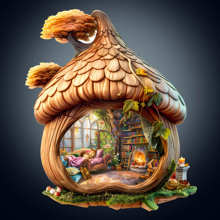 Eichhörnchen-Haus Holzpuzzle