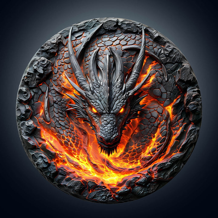 3D flame wall dragon Wooden Jigsaw Puzzle