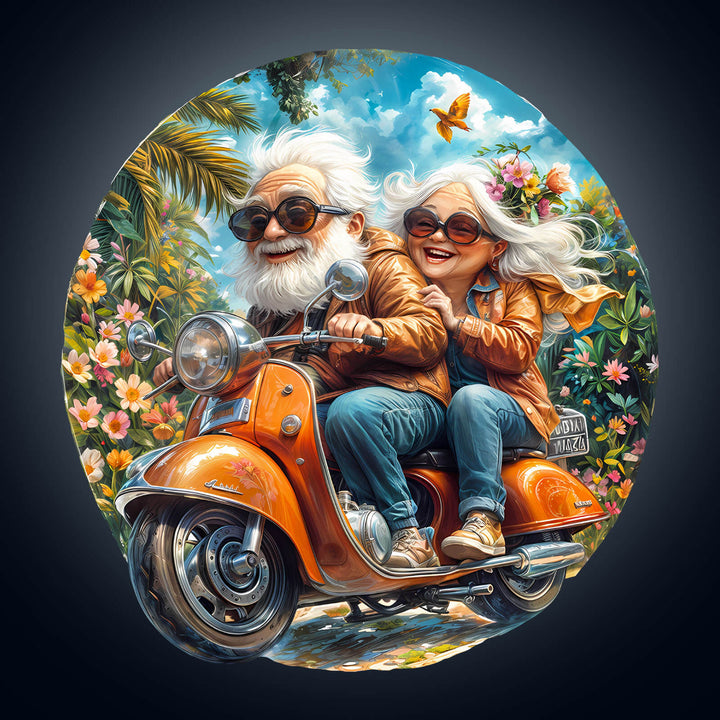 Motorcycle Granny-2 Wooden Jigsaw Puzzle