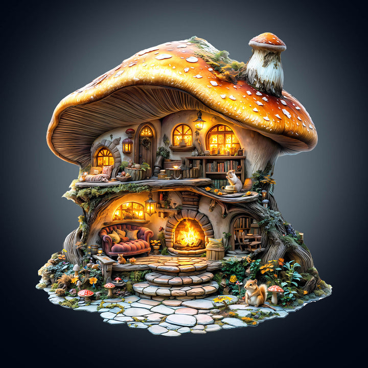 mushroom house Wooden Jigsaw Puzzle