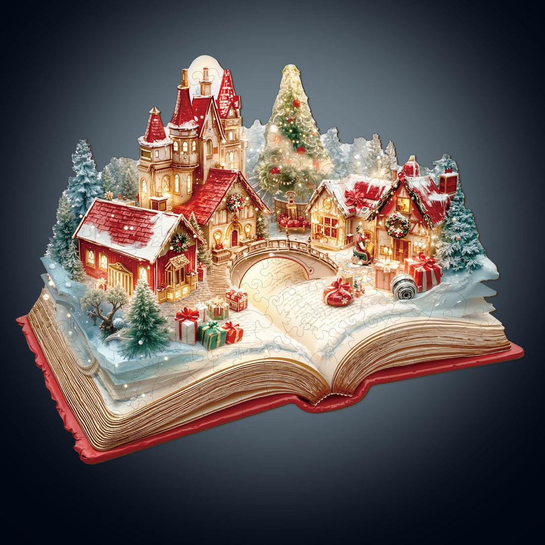Weihnachts-Pop-up-Buch Holzpuzzle