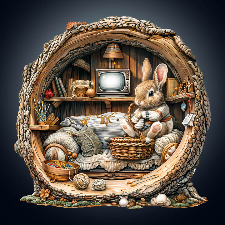 Tree Hole Rabbit Wooden Jigsaw Puzzle