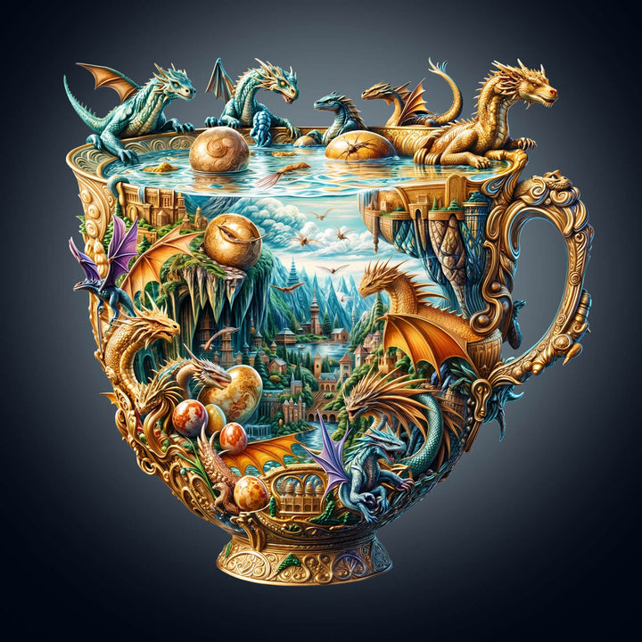 Dragon cup Wooden Jigsaw Puzzle