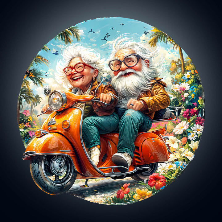 Motorcycle Granny-1 Wooden Jigsaw Puzzle