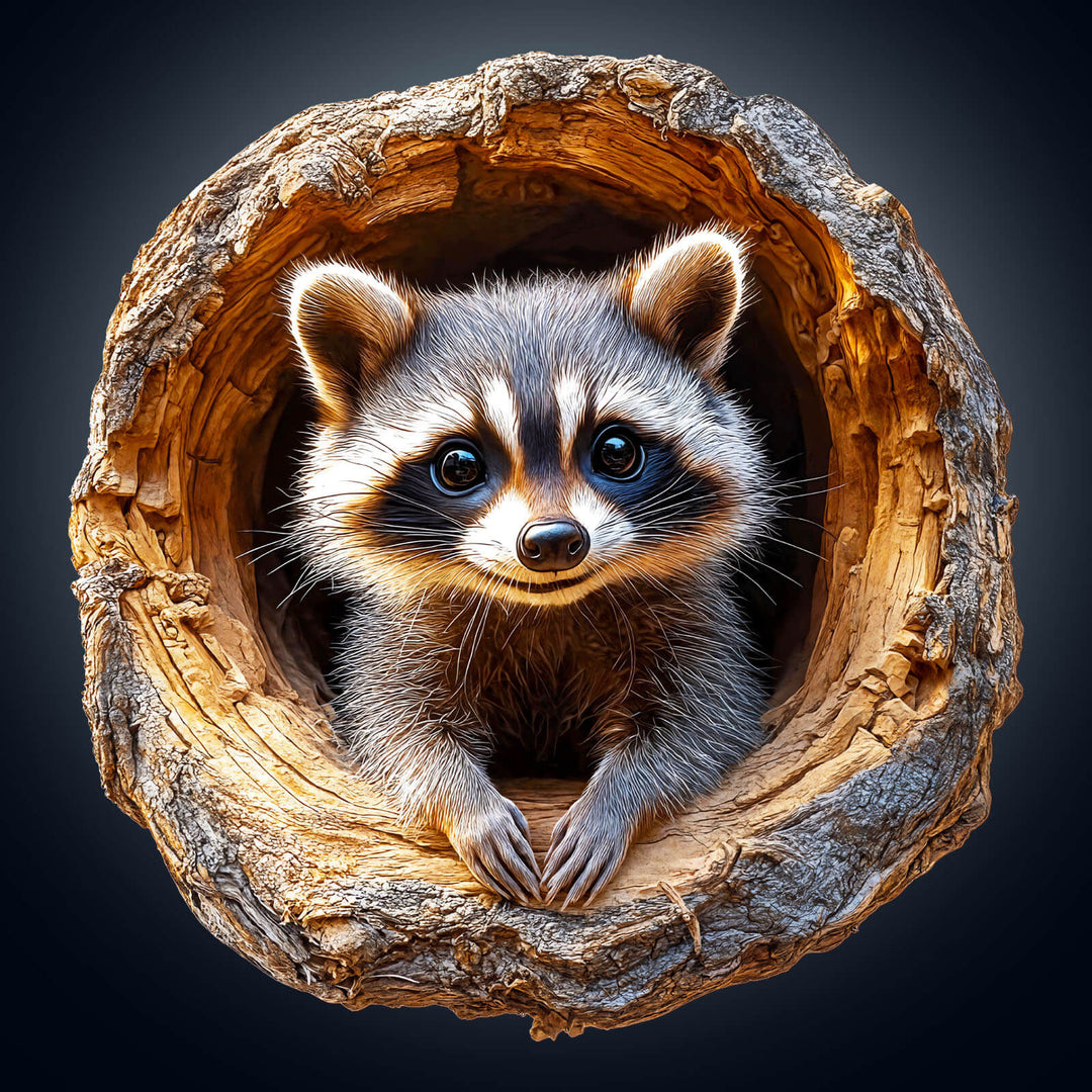 3D-Baumhöhlen-Waschbär-1 Holzpuzzle