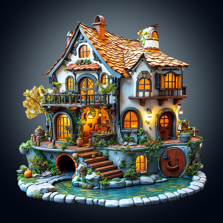 3D Glow Cottage Wooden Jigsaw Puzzle