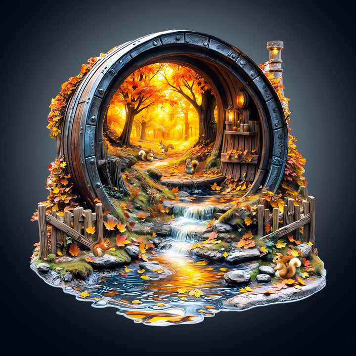 Barrel of Autumn Wooden Jigsaw Puzzle