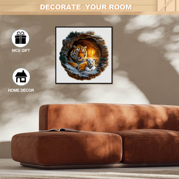 3D Tiger Family-2 Wooden Jigsaw Puzzle - Woodbests