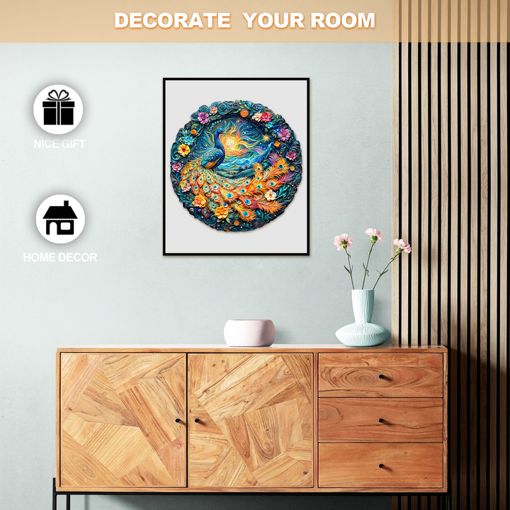 3D Aurora Peacock Wooden Jigsaw Puzzle - Woodbests