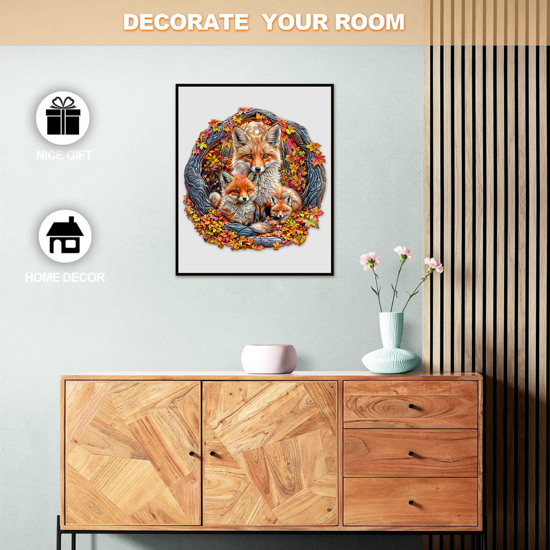 Eltern-Kind-Fuchs Holzpuzzle