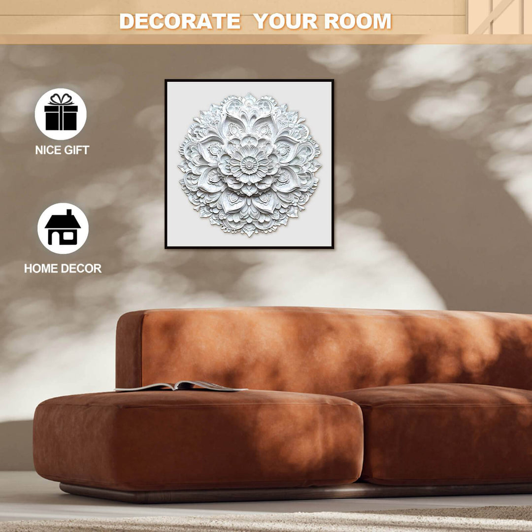 Decorative wall art for home decor featuring a floral mandala design, perfect as a gift to enhance living spaces.