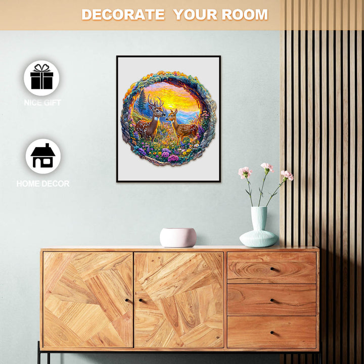 3D Deer among Flowers Wooden Jigsaw Puzzle - By Woodbests