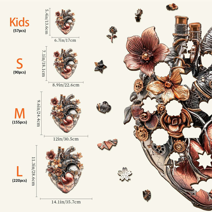 Mechanisches Herz Holzpuzzle