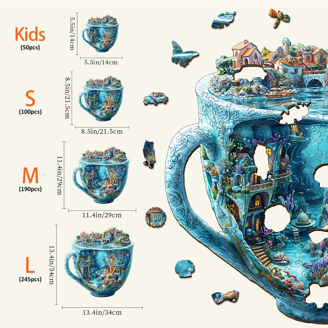 Meereswelt-Becher Holzpuzzle