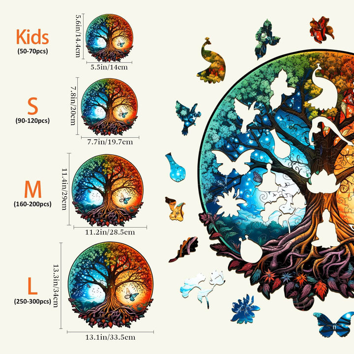 Lebensbaum-Yin-Yang 7 Holzpuzzle