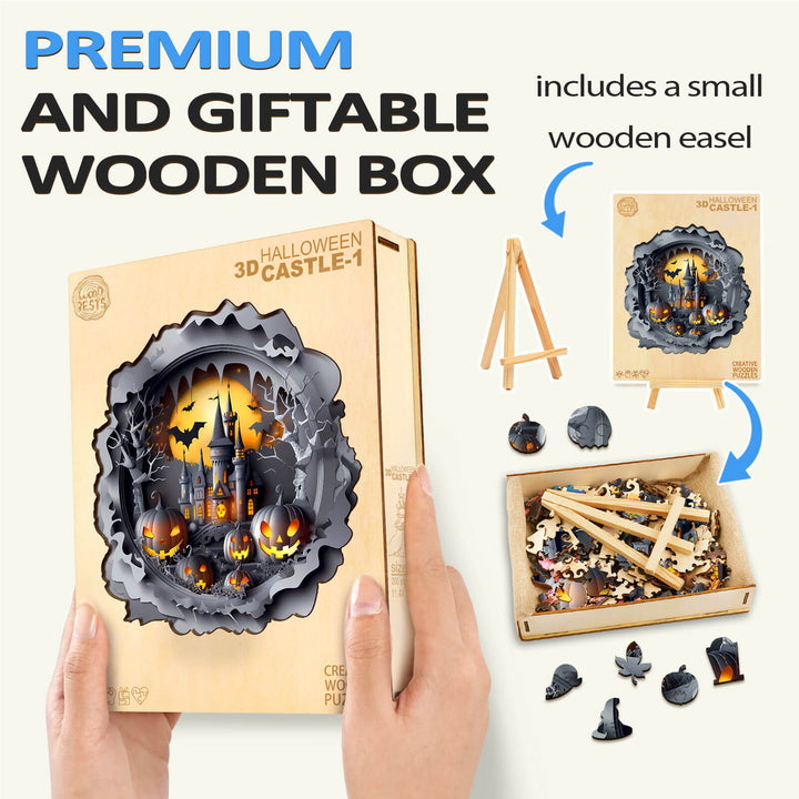 3D Halloween Castle-1 Wooden Jigsaw Puzzle - Woodbests