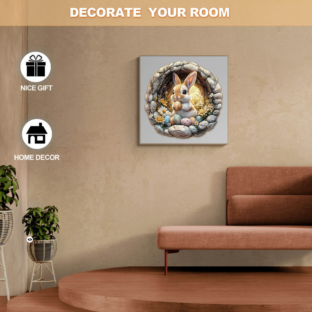 3D Cave Easter Bunny jigsaw puzzle, perfect for home decor and a thoughtful gift for Easter celebrations.