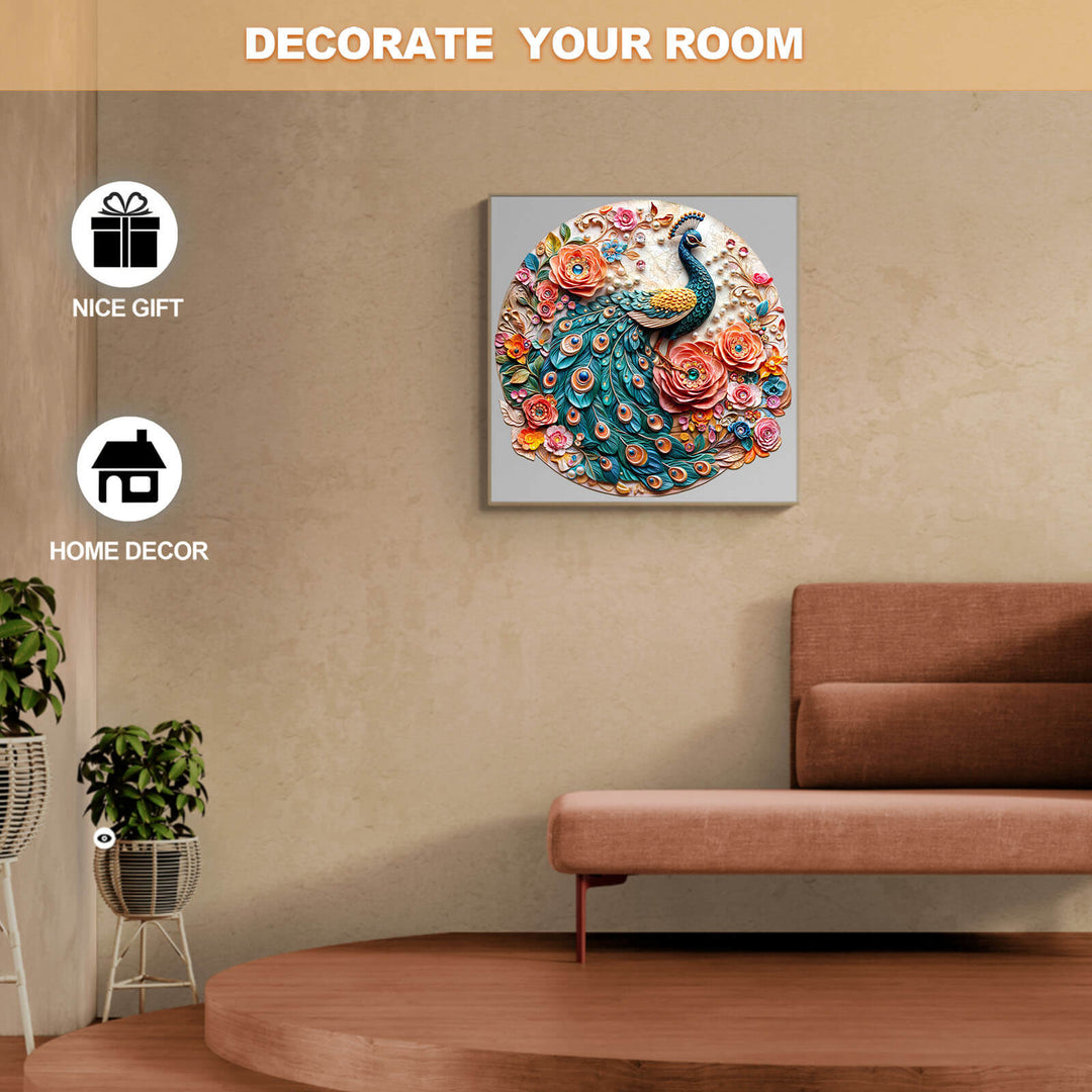 Jewel Peacock Wooden Jigsaw Puzzle - Woodbests