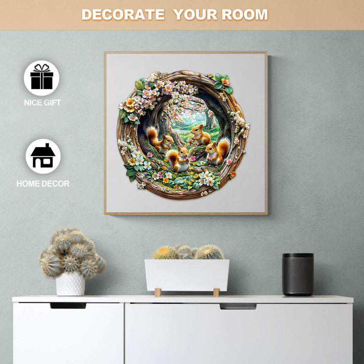 Frühlingshörnchen Holzpuzzle