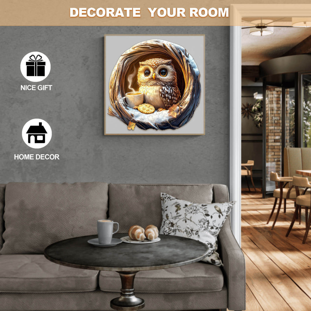 3D Cave Cute Owl puzzle in home decor setting, perfect for gifts and enhancing room decoration.