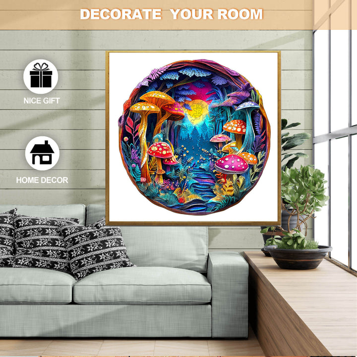 3D Colorful Paper Sculpture Mushroom Wooden Jigsaw Puzzle - By Woodbests
