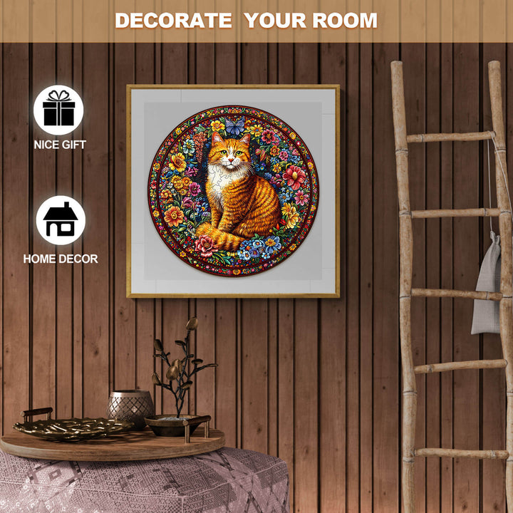 Blumen-Katzen Holzpuzzle