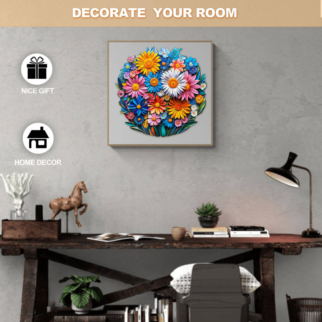 Scherenschnitt-Blumen Holzpuzzle