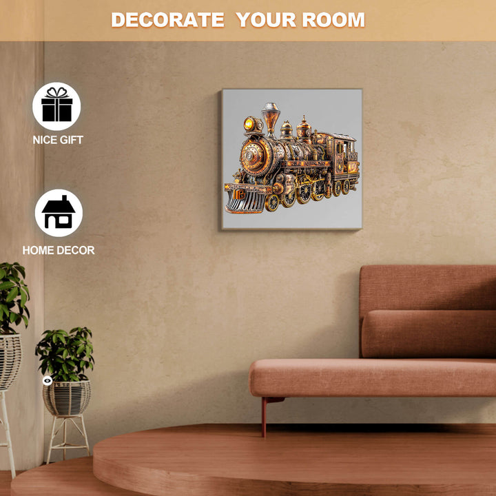 3D Mechanical Steam Train Wooden Jigsaw Puzzle as home decor; a perfect gift to enhance your room's style.