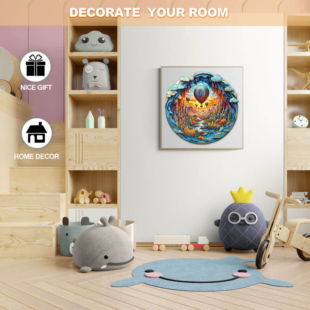 3D Luftballon-Stadt Holzpuzzle